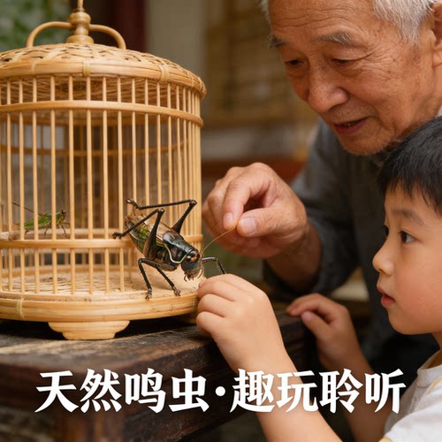 蝈蝈活虫精品带笼子鸣虫高端新脱铁皮天津绿翡翠平谷家养冬蝈蝈