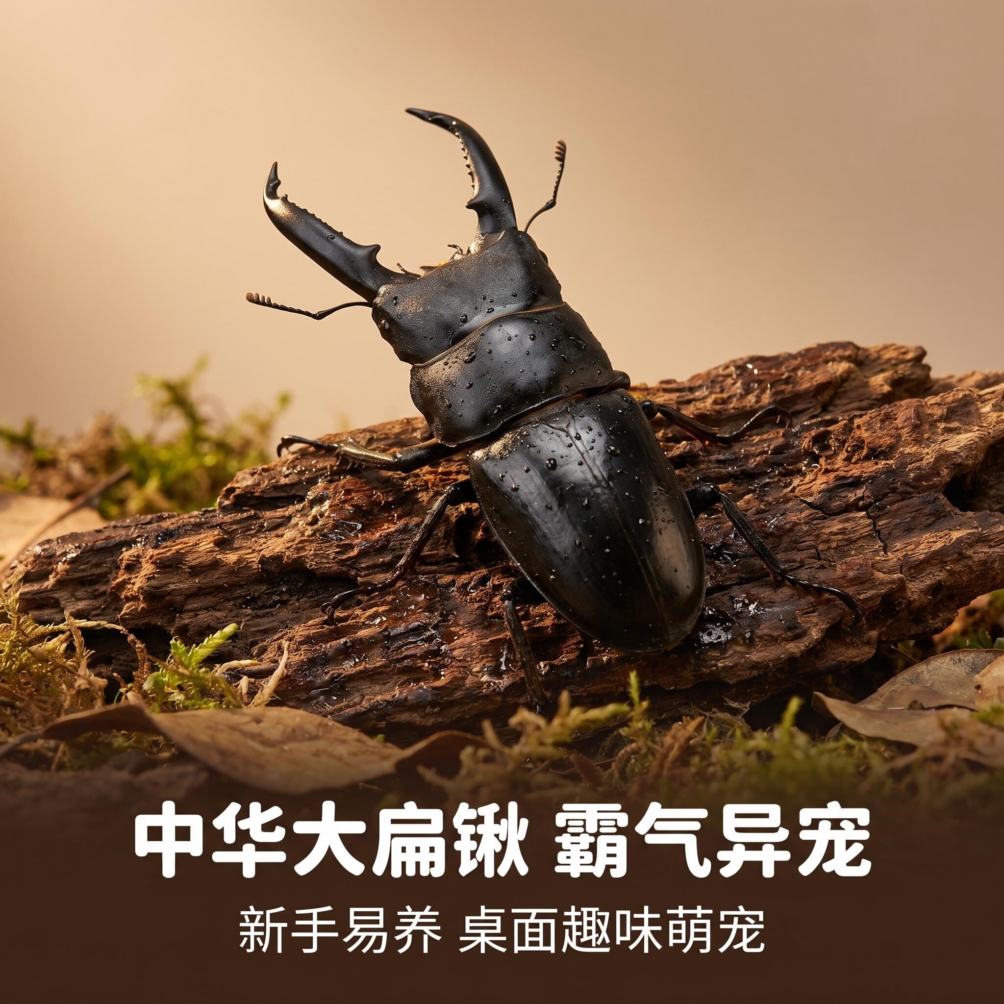 中国大扁锹甲成虫野生甲虫宠物独角仙活物秋甲中大爬虫幼虫活宠