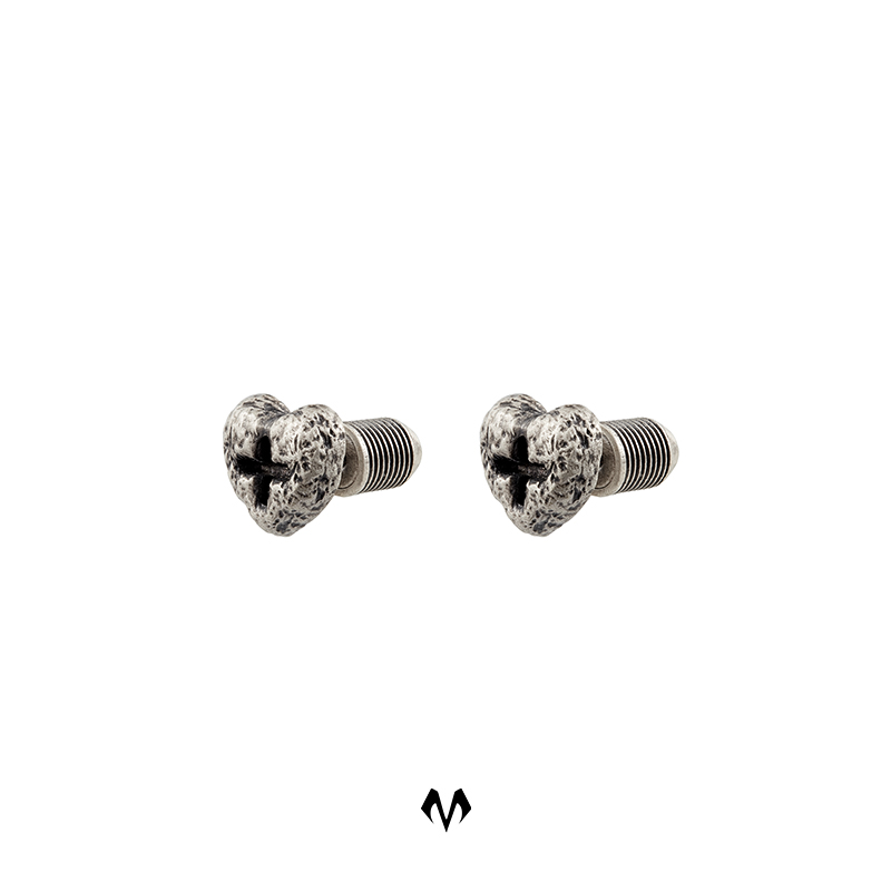 babama爱心螺丝纯银耳钉