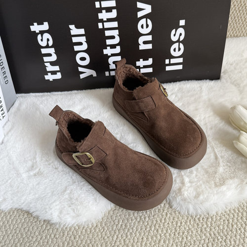 2025新款磨砂厚底全包加绒勃肯鞋