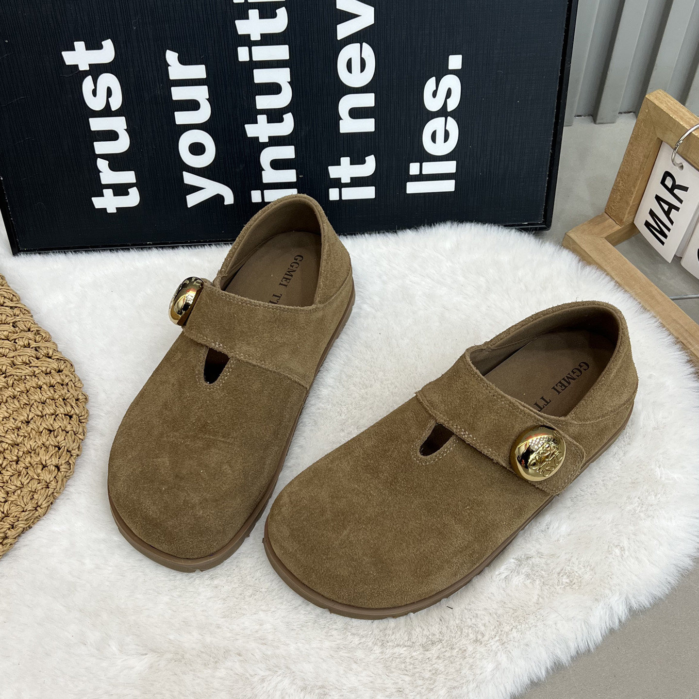 复古全包勃肯鞋女森系丑萌大头鞋平底百搭金属扣带反绒皮时尚女鞋,女鞋,浅口单鞋,淘宝优惠券,粉丝福利购,淘宝优惠卷