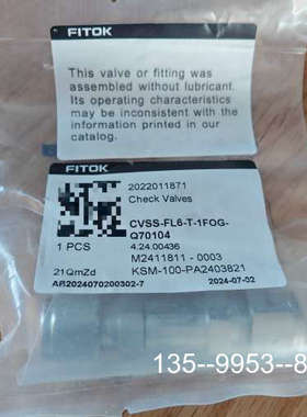 原装正品CVSS-FL6-T-1FOG-Q70104飞托克FITOK价格详谈
