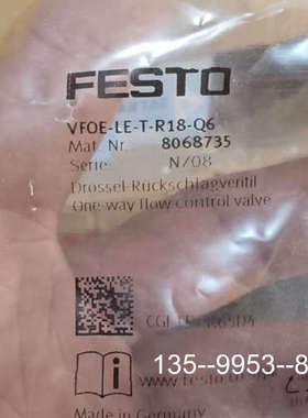 原装正品原装费斯托节流阀8068735，VFOE-LE-T-R1价格详谈