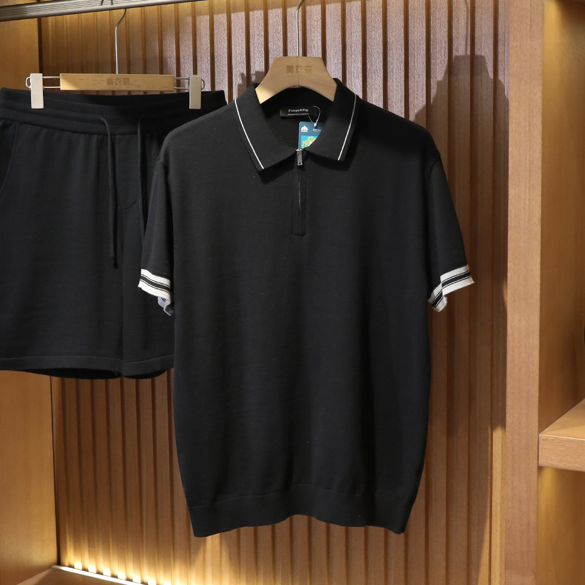 意式奢华2024夏季新款长绒棉运动短裤套装针织polo衫两件套男9125