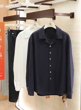 意式奢华2026春季新款男士老钱风古巴领天丝亚麻混纺长袖衬衫2089