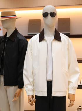 2025秋季新款男士商务休闲复古巴恩风撞色翻领夹克宽松外套潮1403