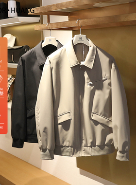 2025早春新款男士老钱风轻奢高级感商务休闲行政翻领夹克外套9905
