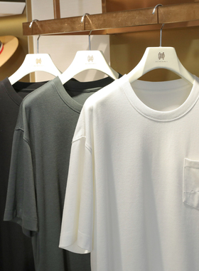 2025夏季新款男士高端奢华户外运动口袋莱赛尔混纺短袖T恤潮1125