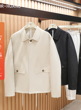 意式奢华2026春季新款老钱风商务休闲行政翻领简约夹克外套男2105