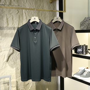透气凉感通勤短袖 2024夏季 商务休闲桑蚕丝polo衫 新款 T恤9159 男士