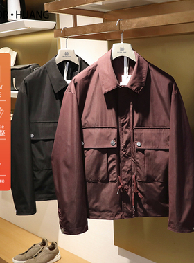 意式奢华2025春季新款男士高端休闲三防抗皱宽松翻领夹克外套9903