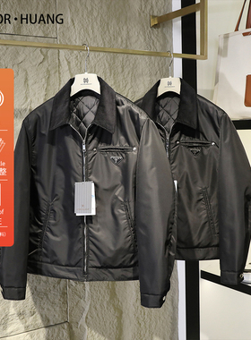 明星同款2025秋冬新款男翻领简约时尚老钱风羊毛棉服夹克外套9607