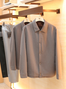 2026春秋新款男士高端老钱风含羊毛混纺商务休闲翻领夹克外套1817