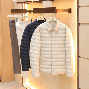 城市通勤2025秋冬户外轻量透气90白鹅绒排骨内胆三防羽绒服男1550