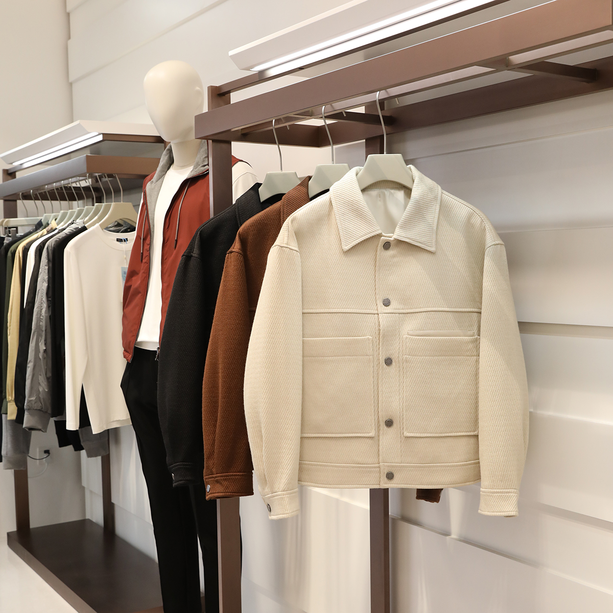 年终清仓 秋冬高端极简风男士翻领肌理感羊毛混纺夹克外套潮9584