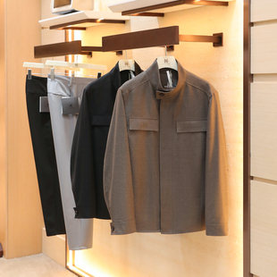 意式奢华老钱风2025男士高克重绵羊毛混纺衬衫式猎装夹克外套1737