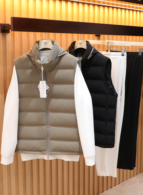 意式奢华2025秋冬新款男士户外保暖90白鹅绒三防羽绒马甲外套1396