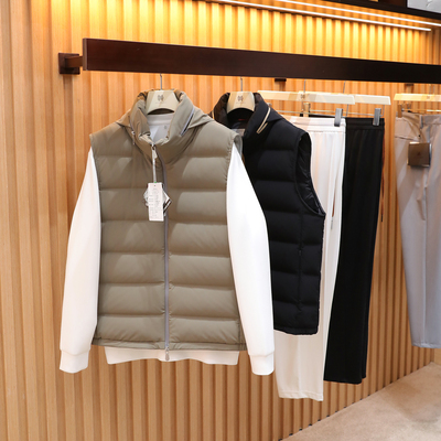 意式奢华2025秋冬新款男士户外保暖90白鹅绒三防羽绒马甲外套1396