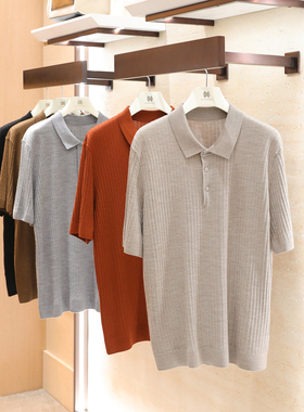 意式奢华老钱风2026夏季新款100%绵羊毛凉感针织短袖POLO衫男2095