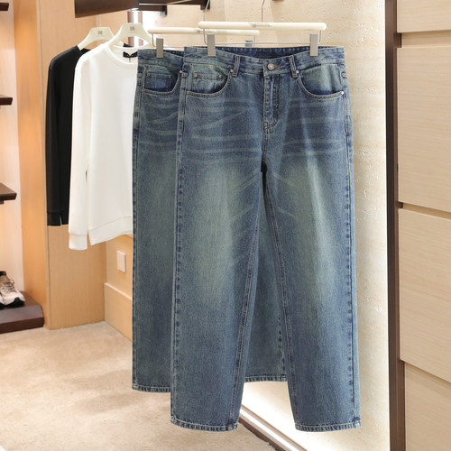 意式奢华2026春季新款男士复古高端户外100%棉直筒休闲牛仔裤2069