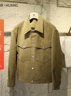反季高性价比国潮复古风男士商务休闲高端绵羊毛混纺毛呢外套1175