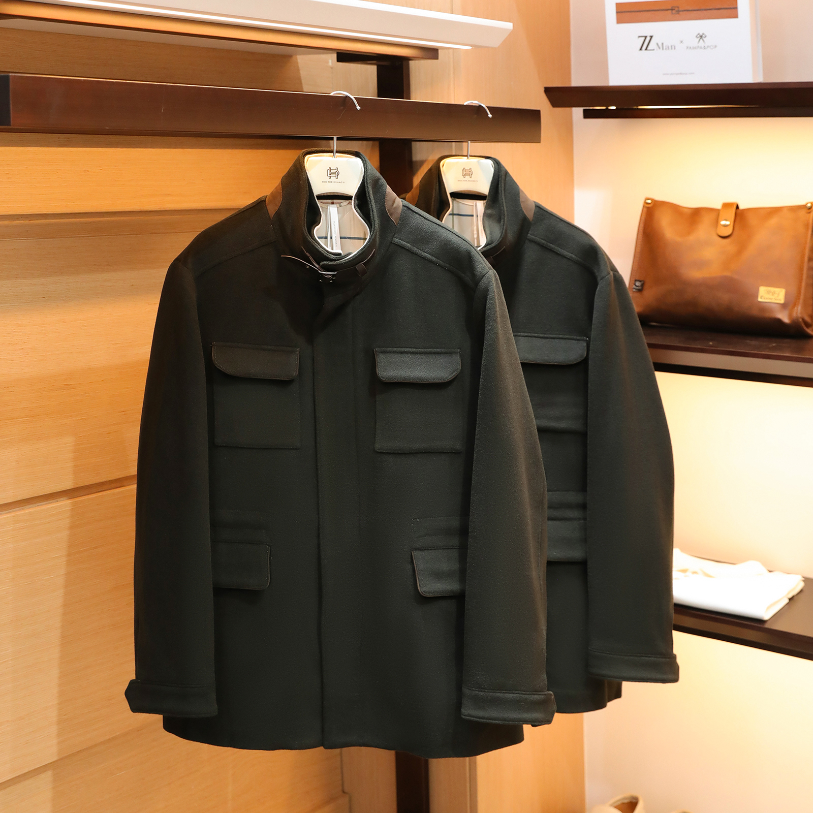 意式奢华2025秋冬季新款男士高级感羊毛羊绒混纺猎装夹克棉衣1492