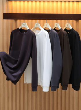 2025早秋新款男士纯色极简风莫代尔卫衣叠穿长袖打底衫基础款1255