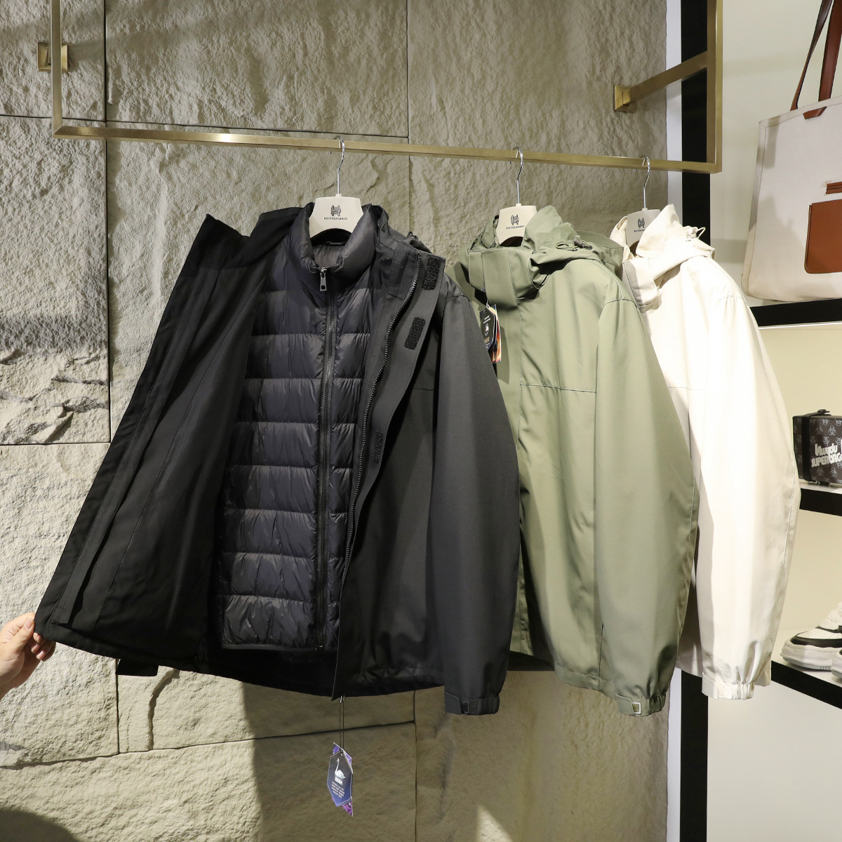 城市户外2024春秋冬季新款男士可脱卸内胆90鹅绒三合一羽绒服9587