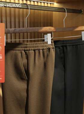 2024秋冬季新款男士户外运动高克重斜纹肌理松紧腰直筒长裤潮9431