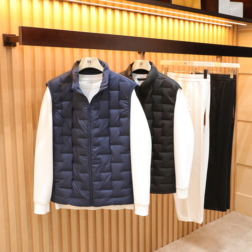 2025秋冬季新款男士户外叠穿马夹坎肩轻便型压胶立领羽绒马甲1442