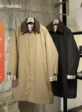 【库存】羽绒服男士中长款白鸭绒冬季款男士加厚休闲风衣外套9442