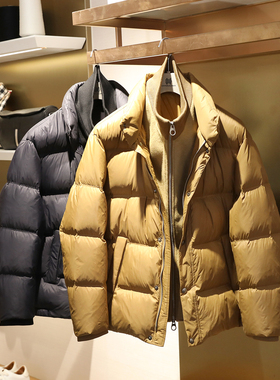 意式奢华2024冬季新款男士休闲老钱风假两件双层领面包羽绒服9626