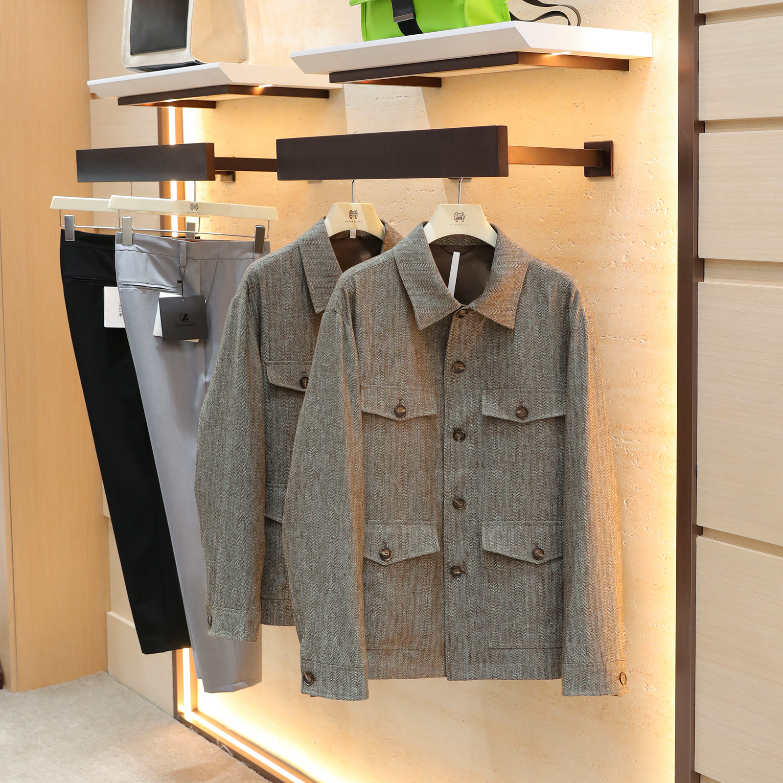 意式奢华2025早秋新款男士多口袋人字纹棉麻混纺猎装夹克外套1303