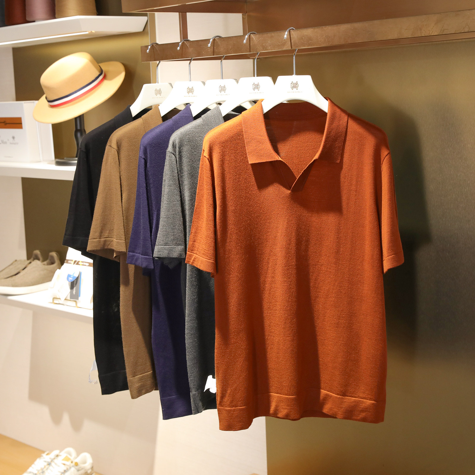 2025夏季新款男士高端商务休闲100%绵羊毛凉感针织短袖POLO衫1091