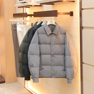 2025秋冬季新款男士复古轻熟文艺风假两件轻薄翻领夹克羽绒服1544