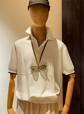 意式奢华2025夏季新款男高端休闲斜纹polo衫透气亲肤短袖T恤9033