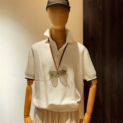 意式奢华2025夏季新款男高端休闲斜纹polo衫透气亲肤短袖T恤9033