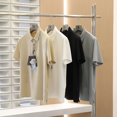 意式奢华2024夏新款男户外商务休闲polo衫透气易打理短袖T恤8936