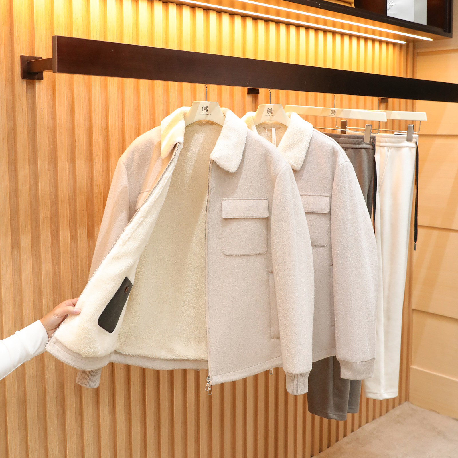 2025冬季新款高级感绵羊毛混纺羊羔绒外套男宽松加厚棉衣棉服1581