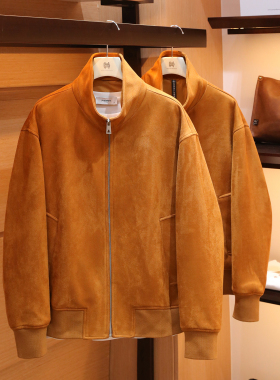 意式奢华2025秋新款高级感轻奢麂皮绒商务休闲翻领夹克外套男1432