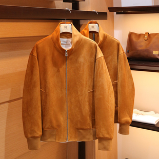 意式 高级感轻奢麂皮绒商务休闲翻领夹克外套男1432 奢华2025秋新款