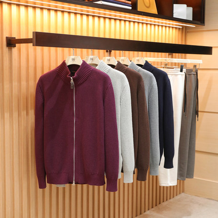 2025秋冬季新款男士老钱风慵懒风廓形感100%棉针织拉链衫外套1561