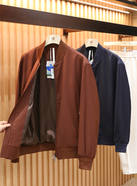 意式奢华老钱风2026春季新款商务休闲绵羊毛棒球领夹克外套男2130