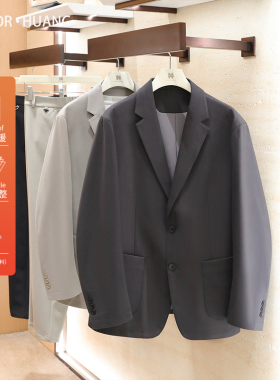 2026春季新款男士轻熟风商务休闲麂皮绒西装外套两粒扣小西服2045