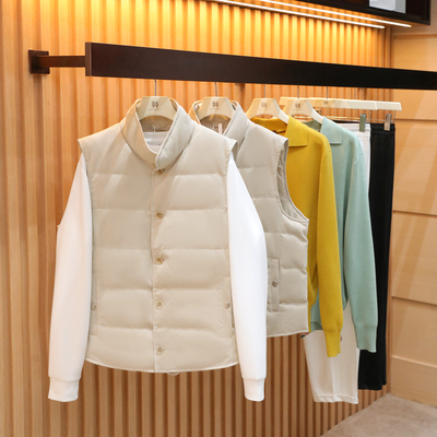 意式奢华2025秋冬季新款男士高端麂皮绒立领90白鹅绒羽绒马甲1501