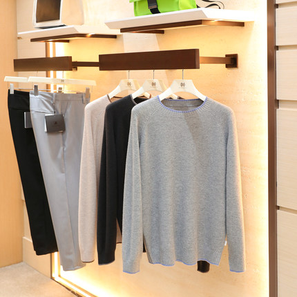 100%精纺绵羊毛2025秋冬季新款男士叠穿打底加厚针织圆领毛衣1357