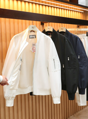 意式奢华老钱风2026春季新款男高级感简约棒球领飞行夹克外套2019