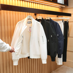 男高级感简约棒球领飞行夹克外套2019 新款 意式 奢华老钱风2026春季