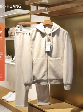 【库存】英伦奢华春季老钱风极简绅士醋酸羊绒混纺男卫衣套装9485