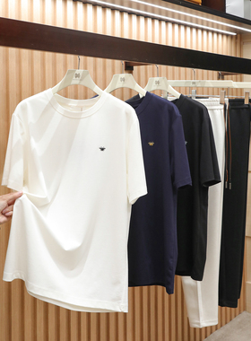 2026夏季新款男士时尚简约百搭纯色刺绣小蜜蜂短袖圆领T恤潮2044